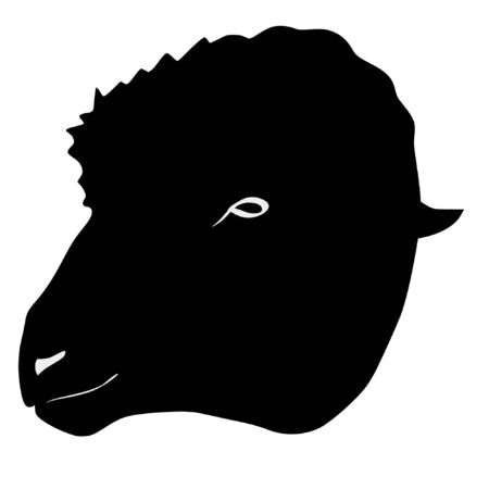a black silhouette of serie of animals, sheepのイラスト素材