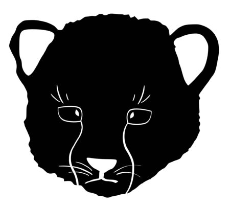 a black silhouette of serie of animals, cheetahのイラスト素材
