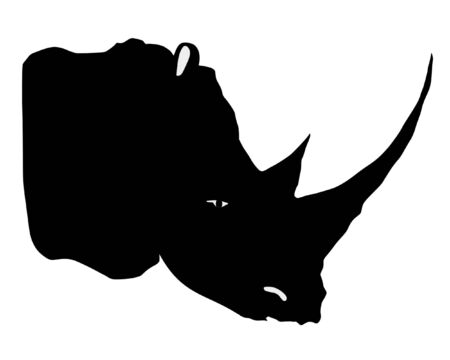 a black silhouette of serie of animals, rhinocerosのイラスト素材
