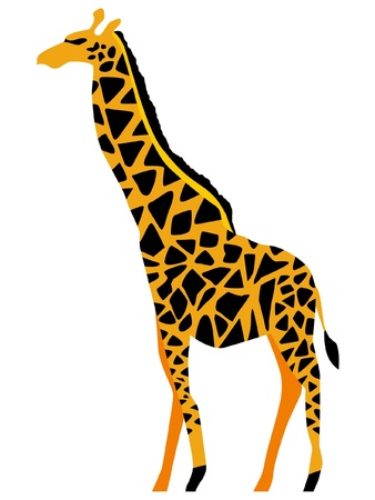 a color illustration of serie of animals, giraffeのイラスト素材