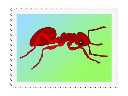 illustration postage stamp with image of antのイラスト素材