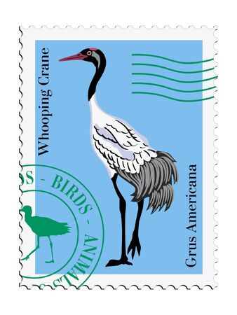 a vectorial postage stamp with image of birdのイラスト素材