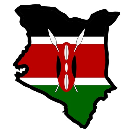 Illustration of flag in map of Kenyaのイラスト素材