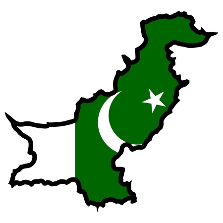 Illustration of flag in map of Pakistanのイラスト素材