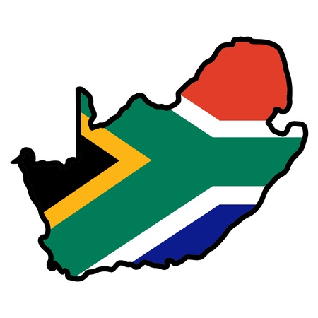 Illustration of flag in map of South Africaのイラスト素材