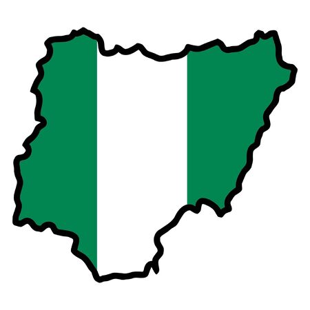 Illustration of flag in map of Nigeriaのイラスト素材
