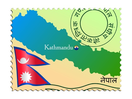 Kathmandu - capital of Nepal. Vector stampのイラスト素材
