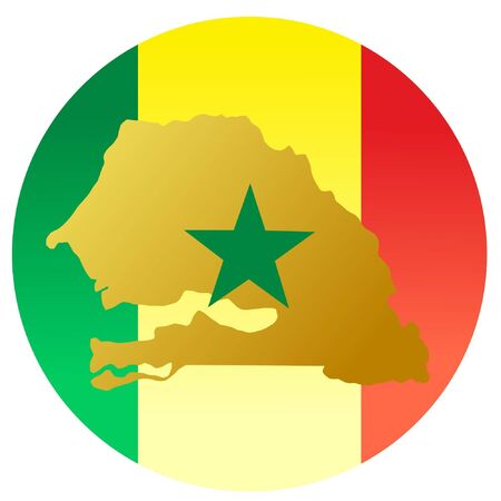 button in national colours of Senegalのイラスト素材