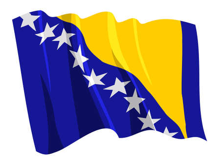 Political waving flag of Bosnia and Herzegovinaのイラスト素材