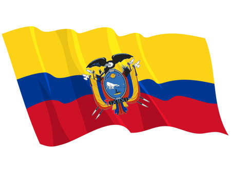 Political waving flag of Ecuadorのイラスト素材