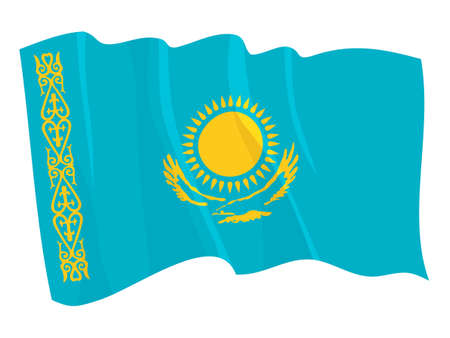 Political waving flag of Kazakhstanのイラスト素材