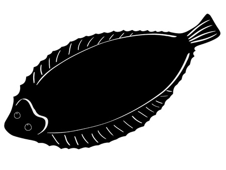 silhouette of the flatfish on white backgroundのイラスト素材