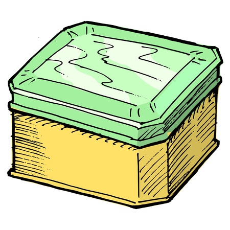 Traditional metallic box for tea on whiteのイラスト素材