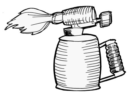 Illustration of the blowlamp with opened flameのイラスト素材