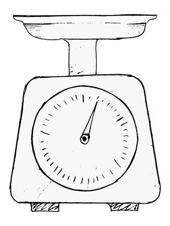 hand drawn, vector, sketch illustration of domestic weigh-scalesのイラスト素材