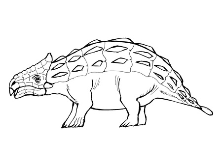 hand drawn, vector, sketch illustration of ankylosaurusのイラスト素材