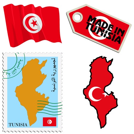 set of different symbols in national colours of Tunisiaのイラスト素材