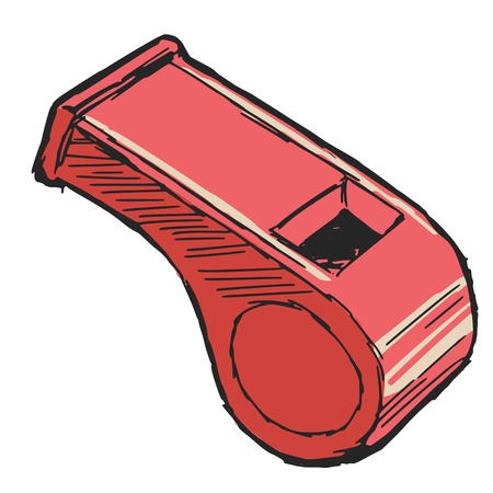 hand drawn, sketch, cartoon illustration of whistleのイラスト素材