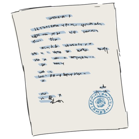 hand drawn, sketch, cartoon illustration of sheet of documentのイラスト素材