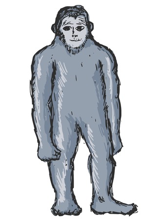 hand drawn, sketch, cartoon illustration of bigfootのイラスト素材