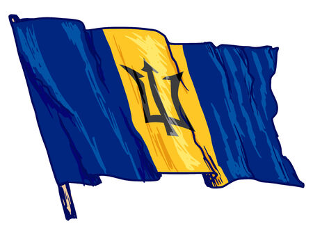 hand drawn, sketch, illustration of flag of Barbadosのイラスト素材