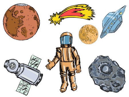 set of illustrations of space objectsのイラスト素材