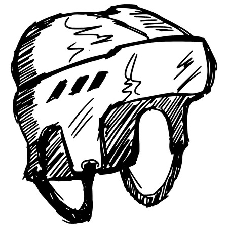 sketch, doodle, hand drawn illustration of hockey helmetのイラスト素材