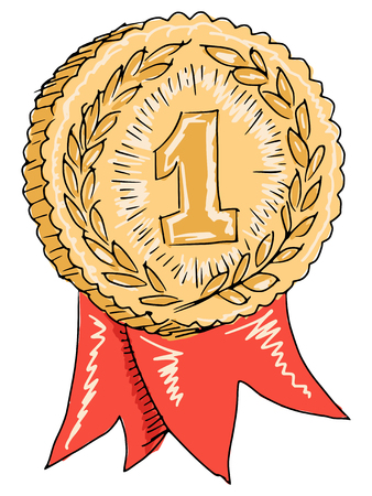 sketch, doodle, hand drawn illustration of gold awardのイラスト素材