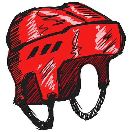 sketch, doodle, hand drawn illustration of hockey helmetのイラスト素材