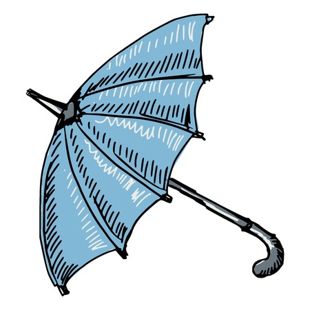 hand drawn, sketch illustration of umbrellaのイラスト素材