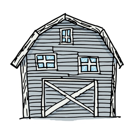 hand drawn, sketch, doodle illustration of barnのイラスト素材