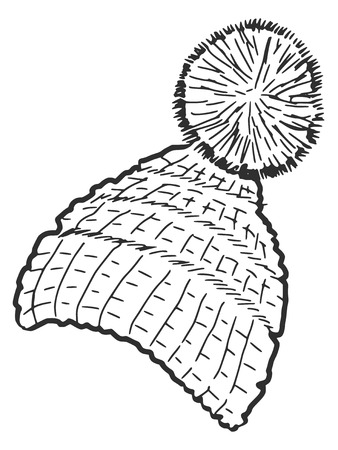 hand drawn, sketch, doodle illustration of knitted capのイラスト素材