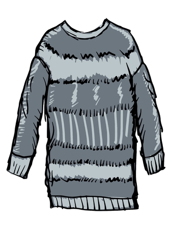 hand drawn, sketch illustration of female winter pulloverのイラスト素材