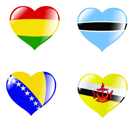 set of hearts in colours of national flagsのイラスト素材