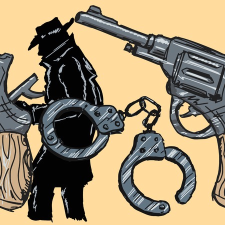 seamless texture with elements in style of detectiveのイラスト素材