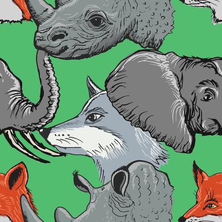 coloured seamless pattern with motive of animalsのイラスト素材