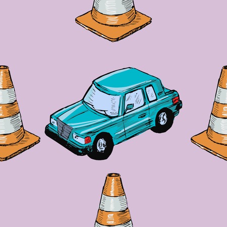 seamless pattern with motive of automobilesのイラスト素材