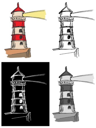 Editable vector illustrations in variations, lighthouseのイラスト素材