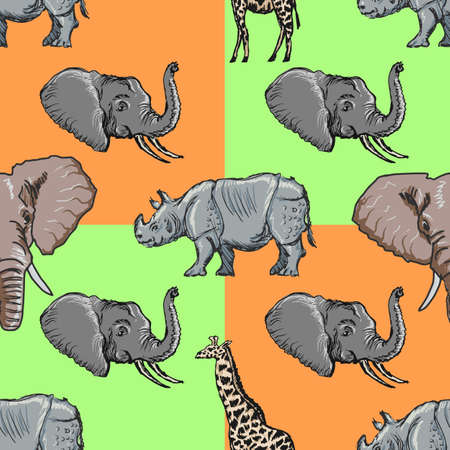 seamless pattern with motive of safariのイラスト素材