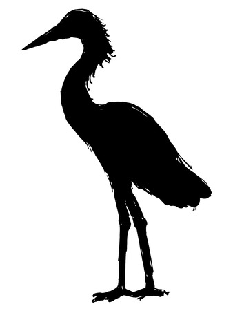 black silhouette of heronのイラスト素材