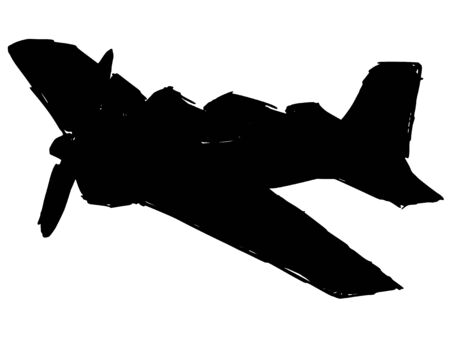 black silhouette of the airplaneのイラスト素材