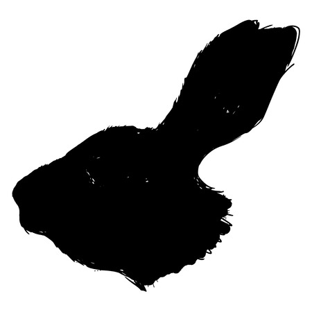 black silhouette of head of rabbitのイラスト素材