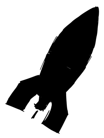 black silhouette of rocketのイラスト素材