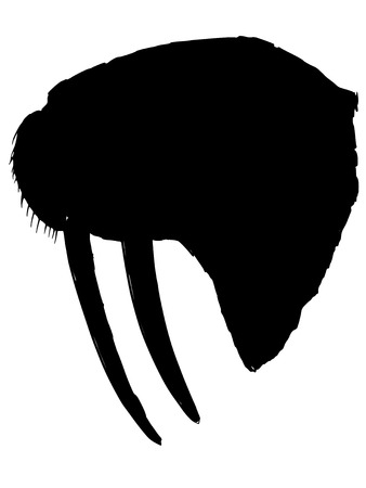 black silhouette of walrusのイラスト素材