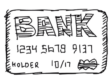 hand drawn, sketch illustration of credit cardのイラスト素材
