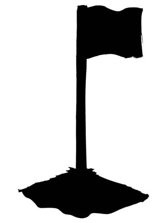 black silhouette of soccer corner flagのイラスト素材