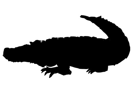 black silhouette of crocodileのイラスト素材