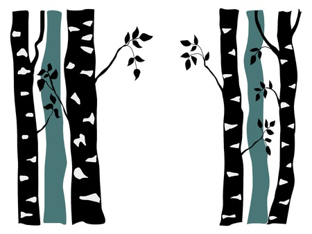 silhouette of birchのイラスト素材