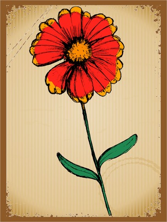 stylish vintage grunge background with flowerのイラスト素材