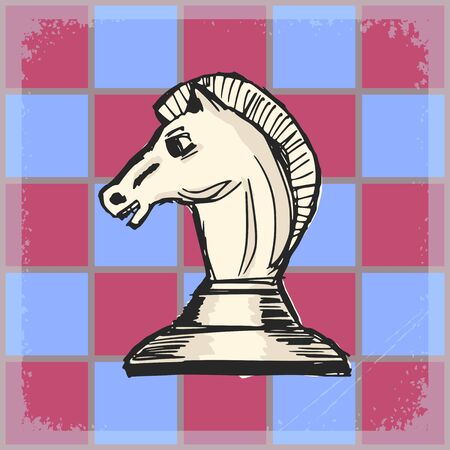 vintage, grunge background with chess knightのイラスト素材